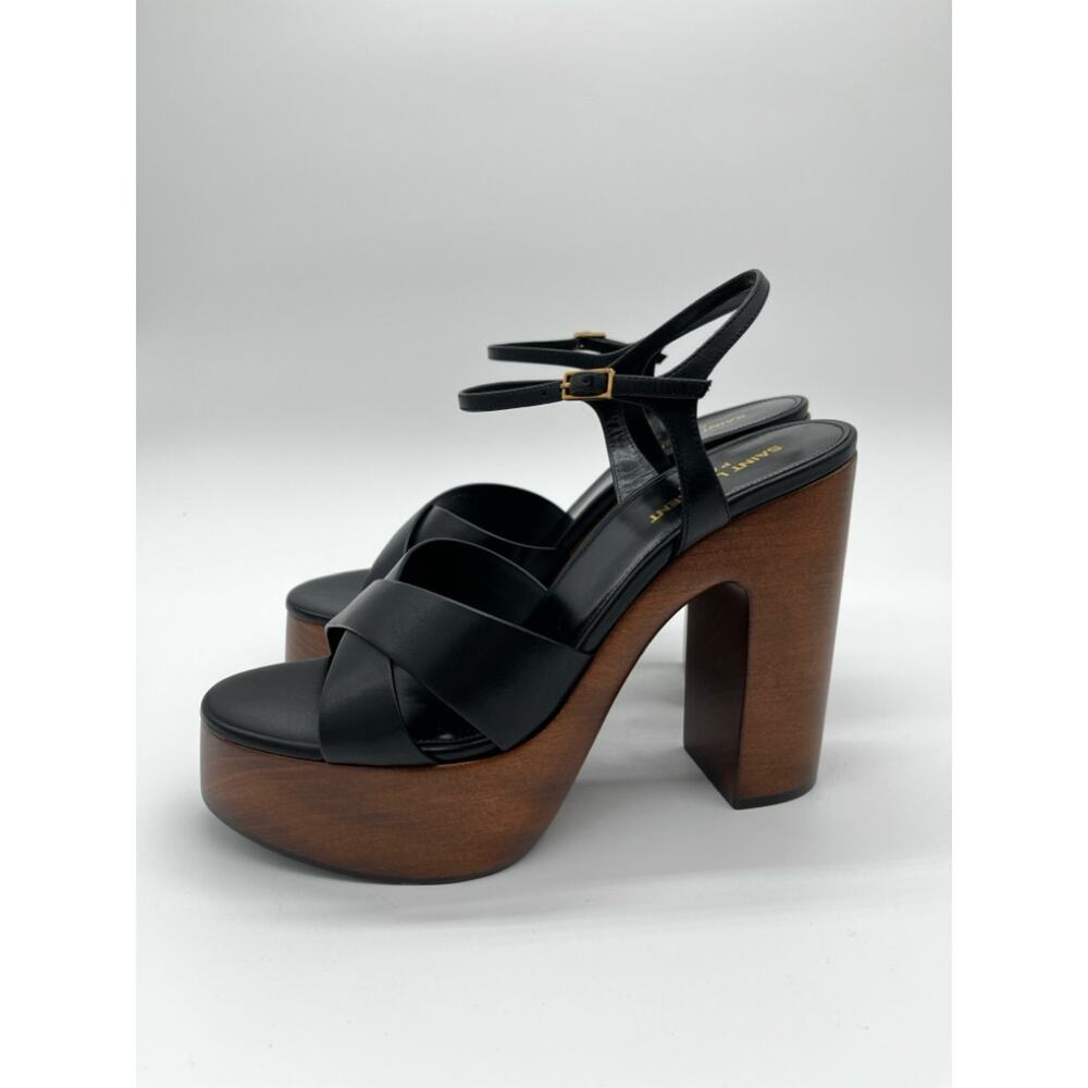 Saint Laurent Bianca Platform Sandals Black Leather - US 11 (EU 41) - Picture 4 of 15